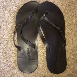 Brown flip flops